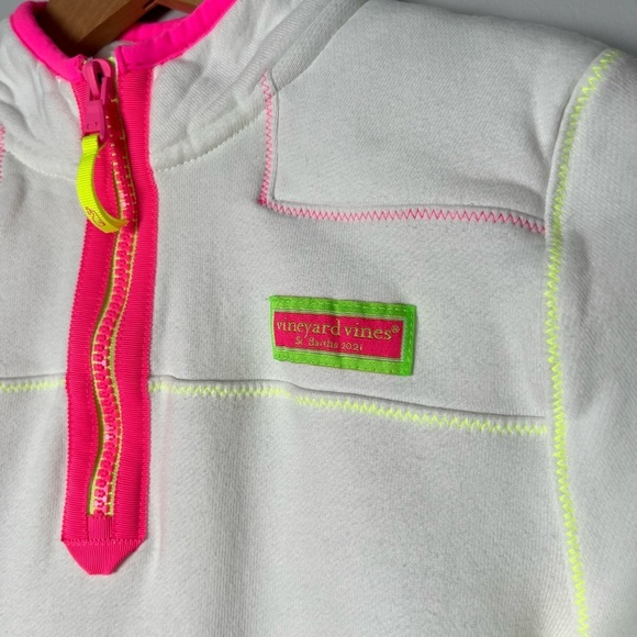 Vineyard Vines White Pullover with Neon Details Girls XL 16 - Picture 2 of 6